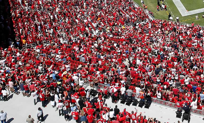 Where's the best place to stand with an SRO ticket at a Niners game